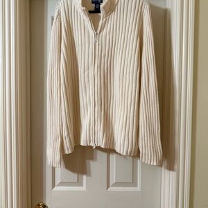 Venezia Jeans White Ribbed Knit Cardigan